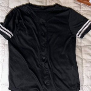 Forever 21 Black Button-Up Jersey Top